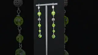 Lime Green Crystal Earrings (Gunmetal + Black CZ) &mdash; Shoulder Dusters