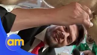 'Do I yank or just squeeze?': AM's Ryan Bridge gets a legen-dairy Christmas surprise | AM