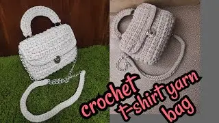 How to crochet a simple sling bag PART 1// T-shirt yarn crochet bag
