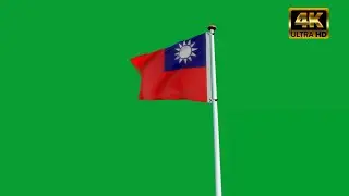 taiwan flag waving green screen 4k video free download