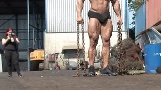 Behind the scenes of a professional bodybuilder photo shoot