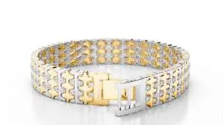 14K TWO TONE 2 75CTW DIAMOND MEN'S BRACELET