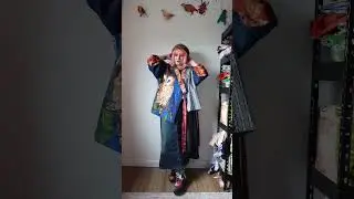 Wrap jacket made from a tea towel and secondhand fabrics! #midsizefashion #upcycle