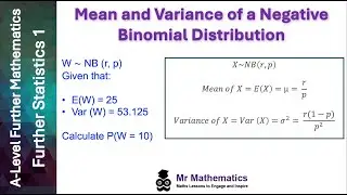 Expectation and Variance of Negative Binomial | Mr Mathematics