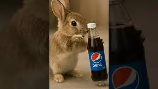 Adorable Rabbit Enjoys a Sip of Pepsi! 🐰🥤