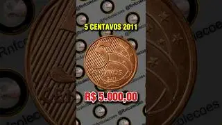 5 CENTAVOS 2011 COM ERRO RARO QUE PODE VALER 5 MIL #moedasraras #moedas #moedasvaliosas #coins