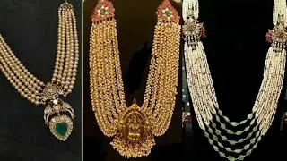 Pearl long haram designs in gold#pearls#pearl#haram#longharam