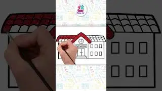 Draw Along a School #shorts #howtodraw #drawing