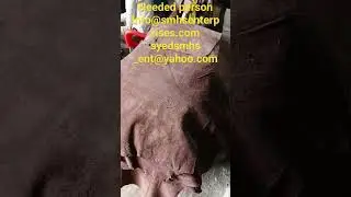 sweet cow split leather brown. This man put footing on leather. this leather will be use in Gloves.