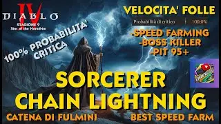 DIABLO 4 SORCERER CHAIN LIGHTNING VELOCITA' FOLLE - TOP CLASSE S SPEEDFARMING 100%CRIT RATE STREGONE