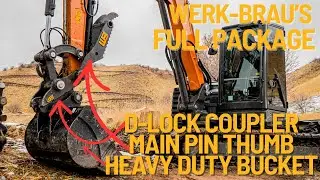 Upgrade Your Excavator: Werk‑Brau D‑Lock Coupler + Main Pin Thumb + Heavy Duty Bucket