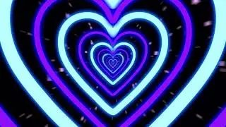 Neon Lights Love Heart Tunnel Particles Background 4 hours | Full HD Vj loop purple blue glow