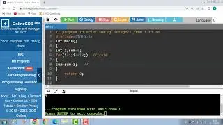 C program to print sum of integer from 1 to 10