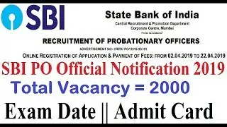 SBI PO Recruitment Online Form 2019