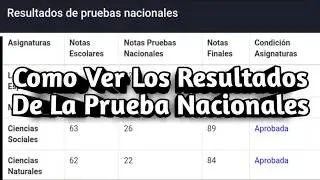 ¿Consultar Resultados de las Pruebas Nacionales 2022?