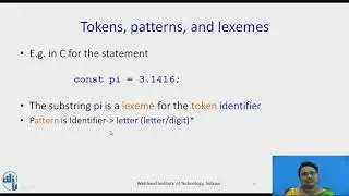 Lexical Analyzer- Tokens, Patterns