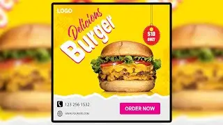 How to create social media burger post design in adobe photoshop
