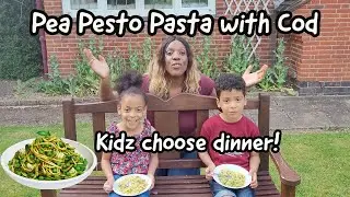Delicious Pea Pesto Pasta with Cod | Kidz Choose Dinner featuring the Diaspora Twinz | Gur Eats