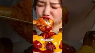 🌶️🧀 Cheesy Spicy Chicken Dakgangjeong ASMR #asmr #mukbang #satisfying #food #spicy