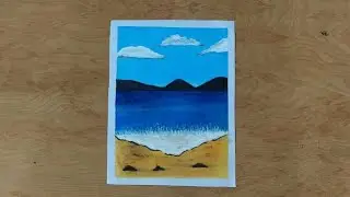 Oil pastel Drawing/oil pastel Beach Drawing step by step/easy Drawing