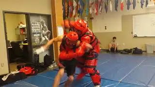 Fighting red man suit
