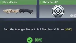 Call Of Duty Mobile Earn the Avenger Medal in MP Matches 10 Times Task Complete