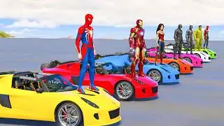 SPIDER-MAN vs Giant Snake on Impossible Motorcycle Bridge! GTA 5 Epic Stunt