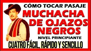 Cómo tocar PASAJE Muchacha de Ojazos Negros. CUATRO acompañante PRINCIPIANTE Fácil Rápido y Sencillo