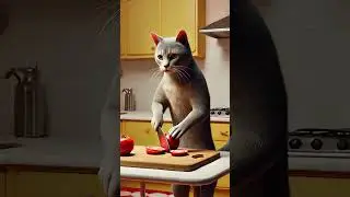 A cute cat cooking noodles in one minute 😋🍜 #cat #noodles#cutecatcooking