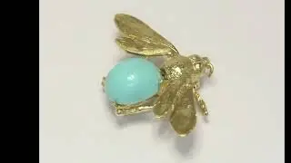 Vintage Bee Insect Bug Pin 14K Yellow Gold 1 5/16&rdquo; Wide - 33185
