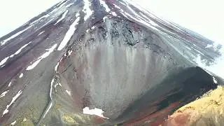 Stunning drone view from Mt. Fuji and its second crater