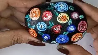 How Paint Roses With Dotting Tools On Stone 😍 / Easy way to Paint Roses / Simple Way to Paint
