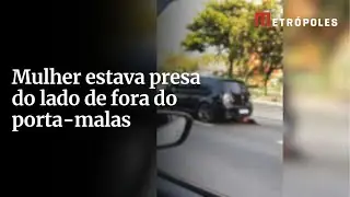 Mulher perde as pernas ap&oacute;s ser arrastada por ex em carro na Marginal. Veja
