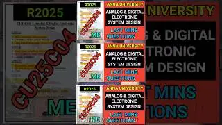 Analog & Digital Electronic System Design(CU25C04) Last Mins Questions#cu25c04#annauniversity #r2025
