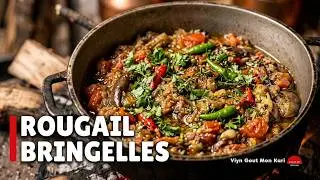 Rougail bringelles,  aubergines grill&eacute;es &agrave; la marmite.