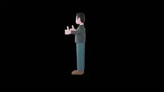 3D Cartoon Male Teacher Character Turntable | Happy Teacher with Double Thumbs Up
