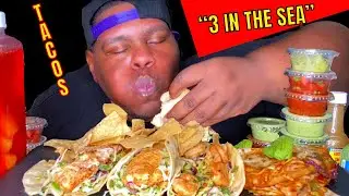 &ldquo;3 N DA SEA&rdquo; MUKBANG BULLS COLLAB | SEAFOOD TACOS & CHEESY QUESADILLA