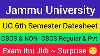 Jammu University UG 6th Semester Datesheet Out