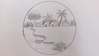 Simple and Beautiful Village Scenery Pencil Drawing Tutorial #easydrawing #art