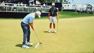 2025 PGA Championship - Alex Noren with his white Edge Putting Rail warming up before Final Round