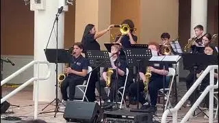 Falcon Cove jazz band performing at Weston town center