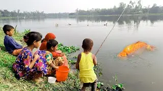 Best Fishing Video 2022 - Traditional Hook Fishing in Village With Beautiful Natural #Kids_Fishing