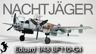 Модель ночного истребителя Bf110-G4 от Eduard в масштабе 1/48 | Видео сборки