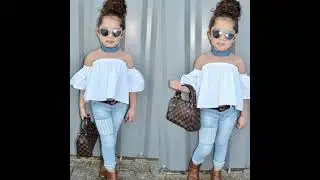 Fashion summer kids baby girl T- shirt tops blouse +denime jeanez pants 2021