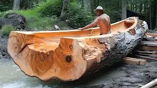 How One Man Transformed a Giant Log into a Stunning Canoe | @Outbackmike