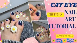 EASY CAT EYE FEET NAIL TUTORIAL STEP BY STEP (subscribe my channel)#nails #nailart ##cateyenails 