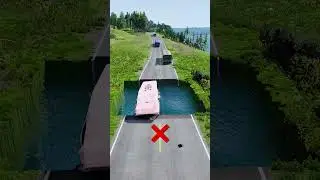 Bus vs massive water pit #14 | #beamngdrivemods #doublespeedbumps  #carsvswaterpit