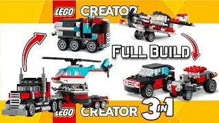 3 in 1 FULL BUILD Flatbed Truck Helicopter Airplane Fuel Tanker Racecar Hot Rod 