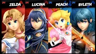 Zelda and Lucina VS Peach and Byleth LV 9 CPU Battle Super Smash Bros Ultimate