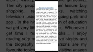 My Leisure Activities Paragraph